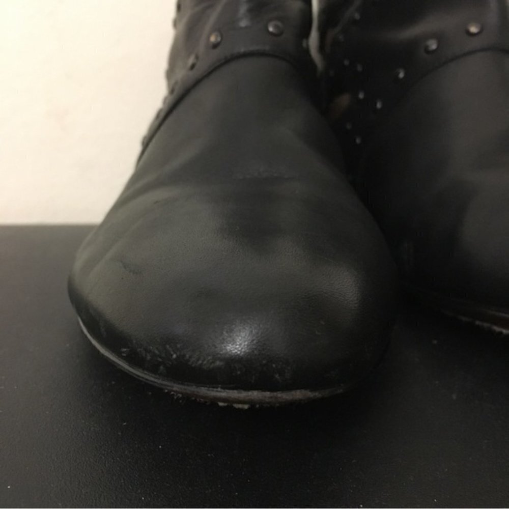 No. 704b Dana Ankle Boots Flat Black Cut-Out/Stud Trim Leather - Picture 5 of 11
